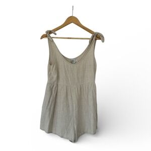 Princess Polly Linen Blend Tie Shoulder Romper Beige